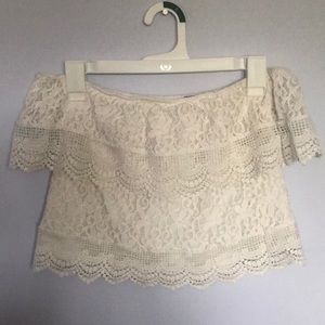 Charlotte Russe White Off the Shoulder Lace Top